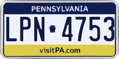 PA license plate LPN4753