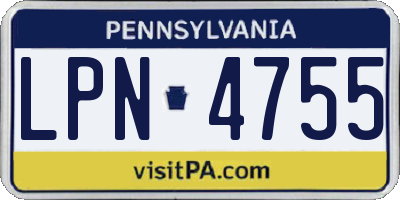 PA license plate LPN4755