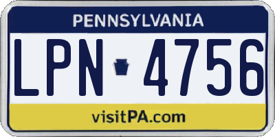 PA license plate LPN4756