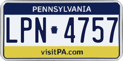PA license plate LPN4757