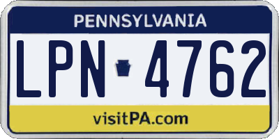 PA license plate LPN4762