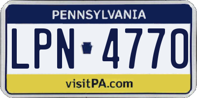 PA license plate LPN4770