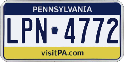 PA license plate LPN4772