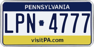 PA license plate LPN4777