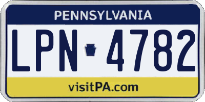 PA license plate LPN4782