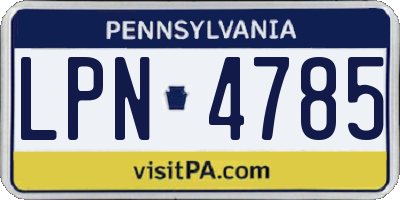 PA license plate LPN4785