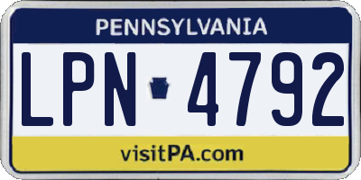 PA license plate LPN4792