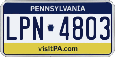 PA license plate LPN4803