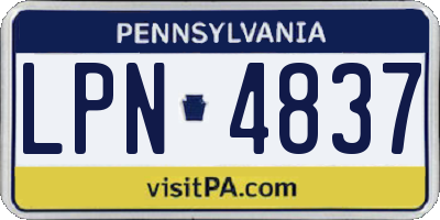 PA license plate LPN4837