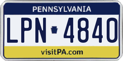 PA license plate LPN4840