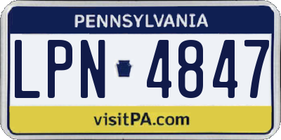 PA license plate LPN4847