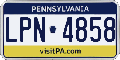 PA license plate LPN4858