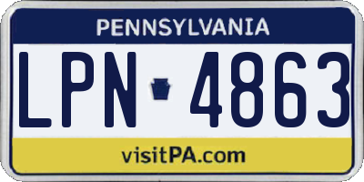 PA license plate LPN4863