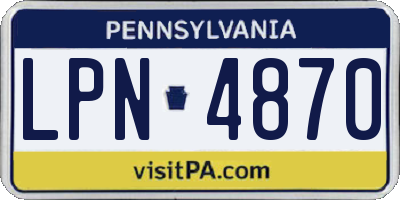 PA license plate LPN4870