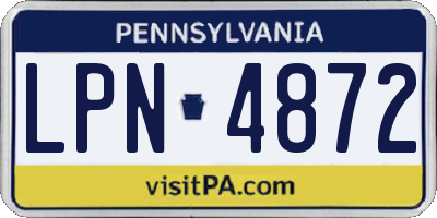 PA license plate LPN4872