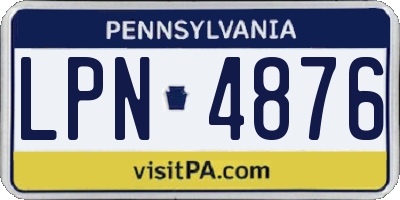 PA license plate LPN4876