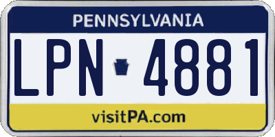 PA license plate LPN4881
