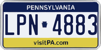 PA license plate LPN4883