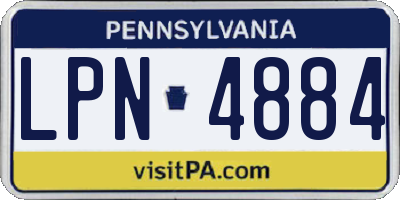 PA license plate LPN4884