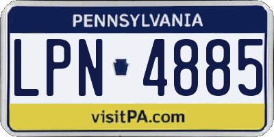 PA license plate LPN4885