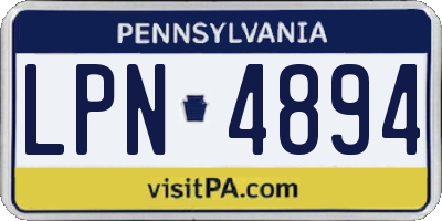 PA license plate LPN4894