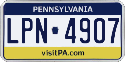 PA license plate LPN4907