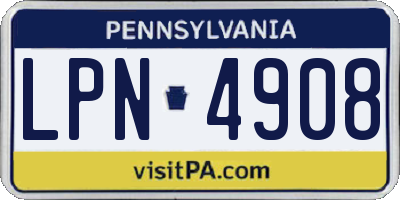 PA license plate LPN4908