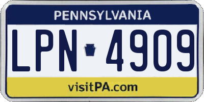 PA license plate LPN4909