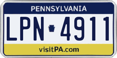 PA license plate LPN4911