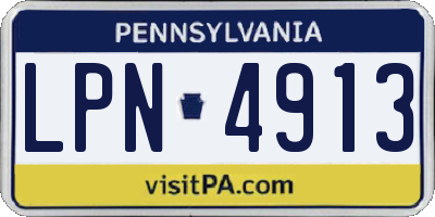 PA license plate LPN4913