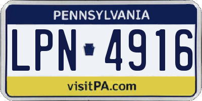 PA license plate LPN4916