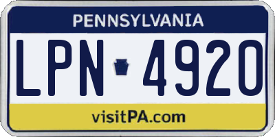 PA license plate LPN4920