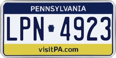 PA license plate LPN4923