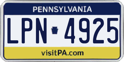 PA license plate LPN4925
