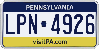 PA license plate LPN4926