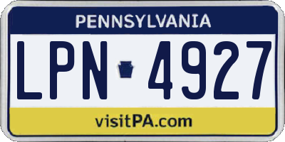 PA license plate LPN4927