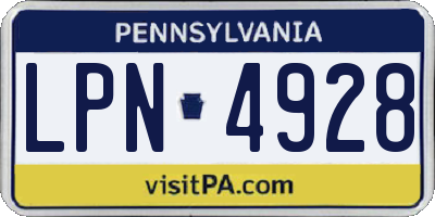 PA license plate LPN4928