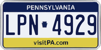 PA license plate LPN4929