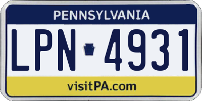 PA license plate LPN4931