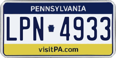 PA license plate LPN4933
