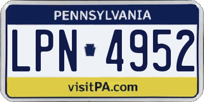 PA license plate LPN4952