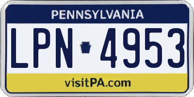 PA license plate LPN4953
