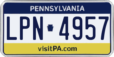 PA license plate LPN4957