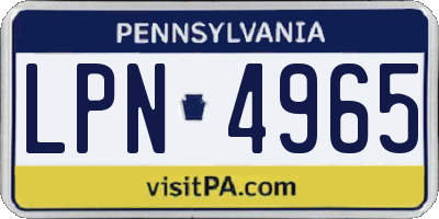 PA license plate LPN4965