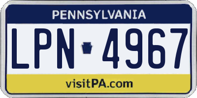 PA license plate LPN4967