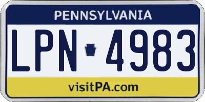 PA license plate LPN4983