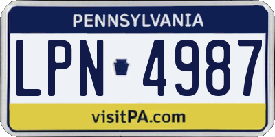 PA license plate LPN4987
