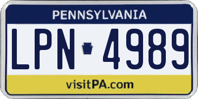 PA license plate LPN4989
