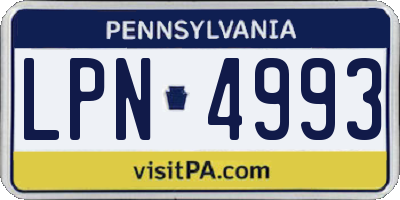 PA license plate LPN4993
