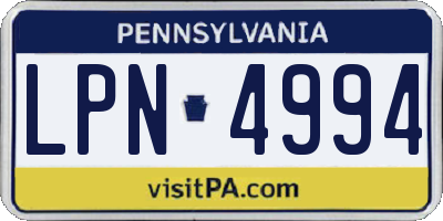 PA license plate LPN4994